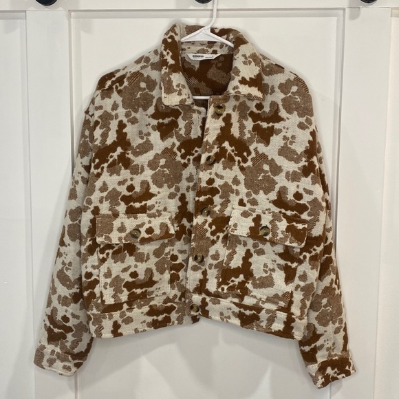 SONOMA cow print cropped shacket - Picture 1 of 11